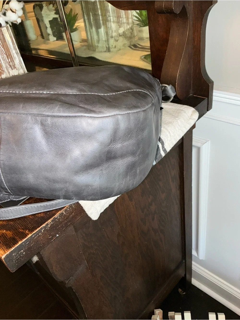 NWT Frye Melissa Leather Hobo Crossbody Shoulder Bag Carbon Gray MSRP $388 - Picture 10 of 12